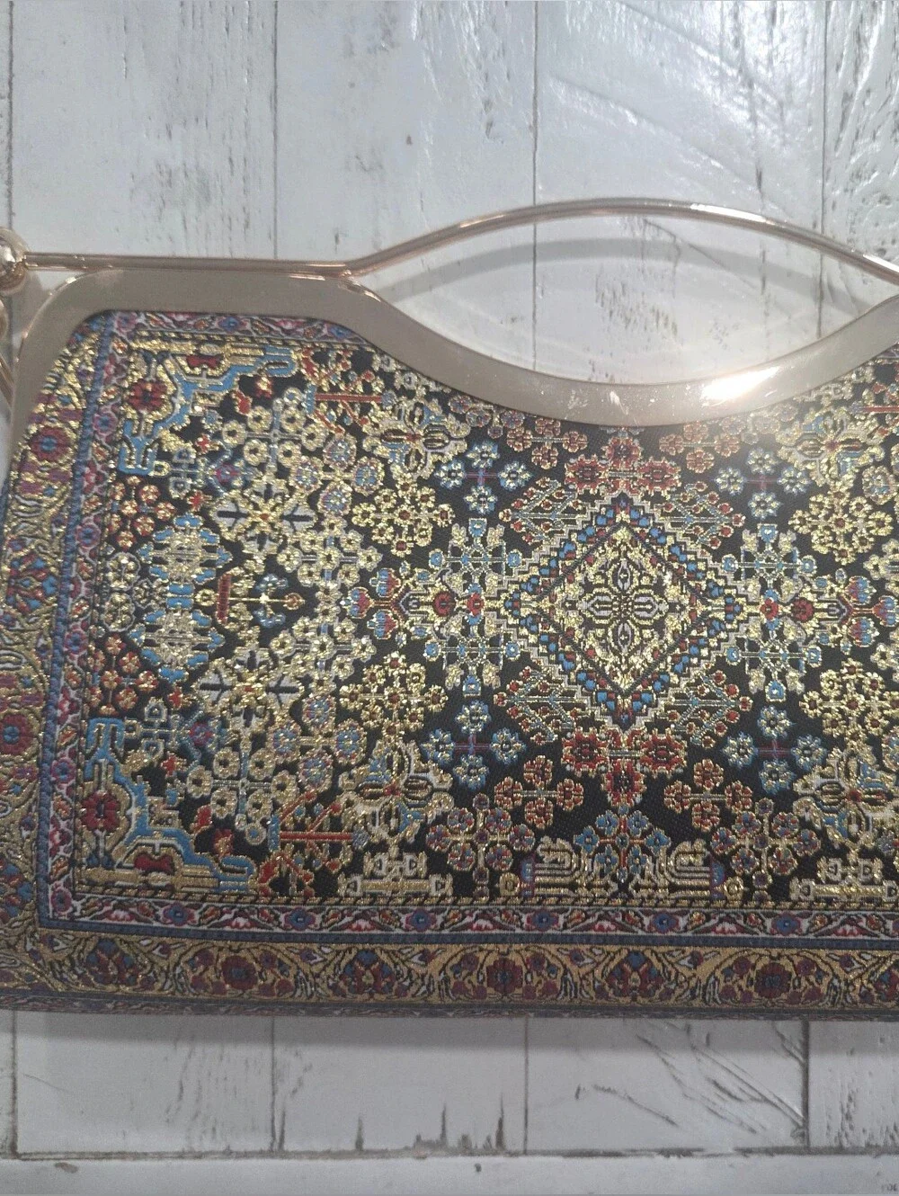 Ornate Black & Gold Embellished Anatolia Mosaic Evening Clutch - Turkish